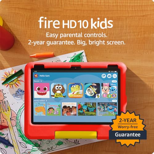 Amazon Fire HD 10 Kids tablet ages 3-7 | Bright 10.1" HD screen with included ad-free and exclusive content