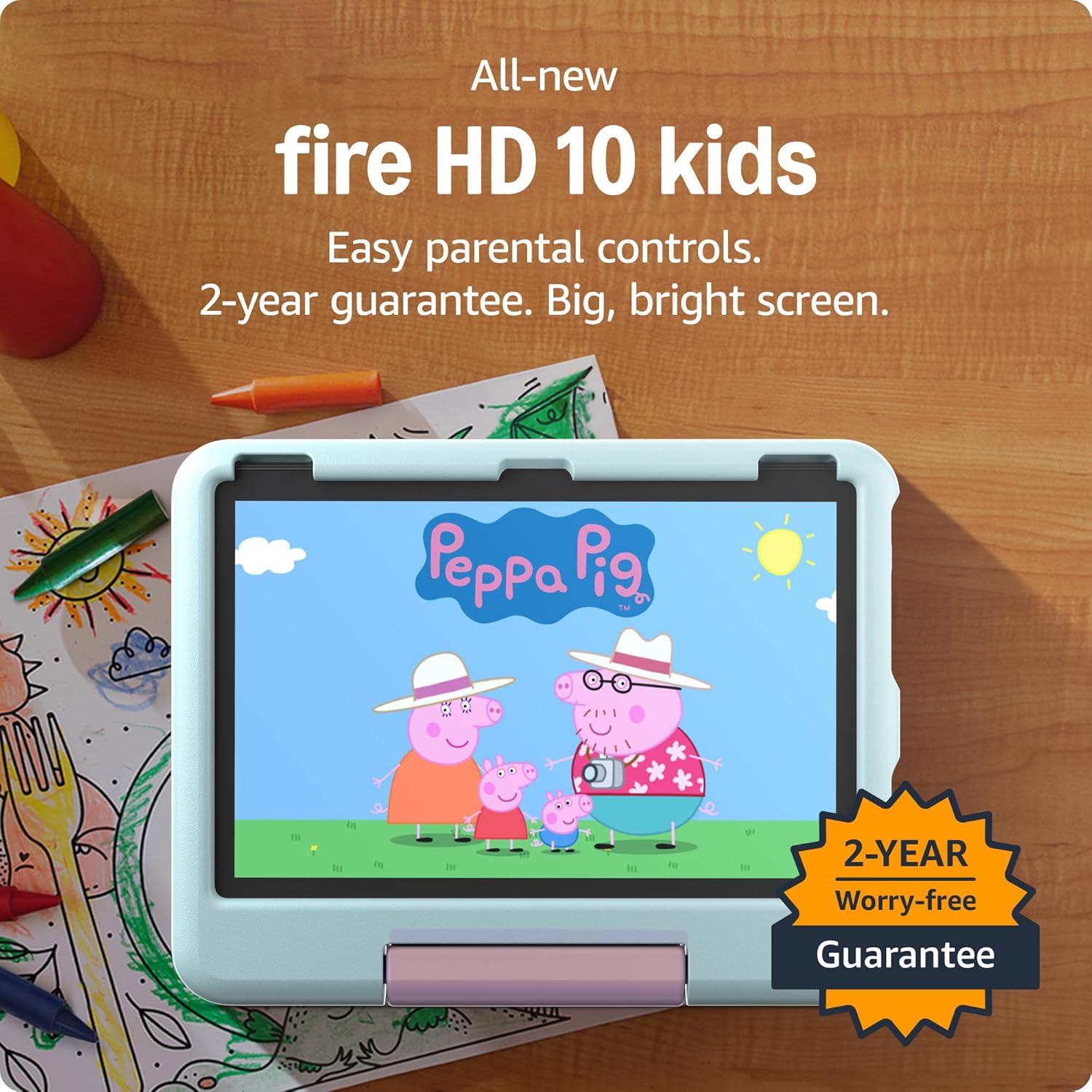 Amazon Fire HD 10 Kids tablet ages 3-7 | Bright 10.1" HD screen with included ad-free and exclusive content